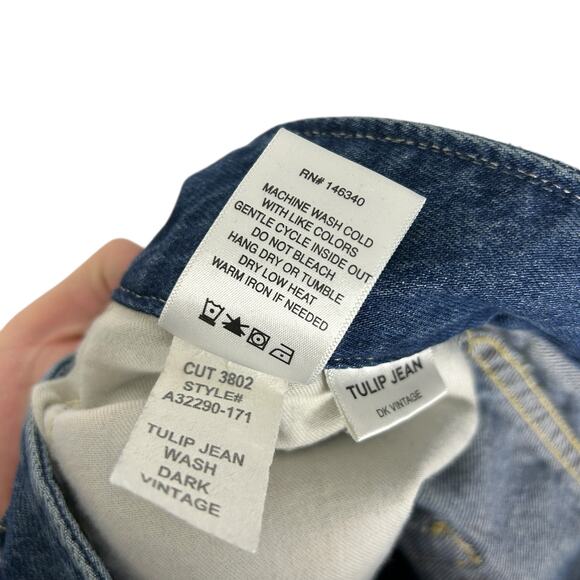 AMO Tulip Denim Dark Vintage Blue Cropped High Waisted Jeans 27 - Picture 9 of 9